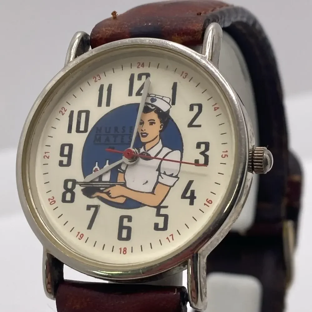 Vintage Nurse Mates Womens Watch Works New Battery